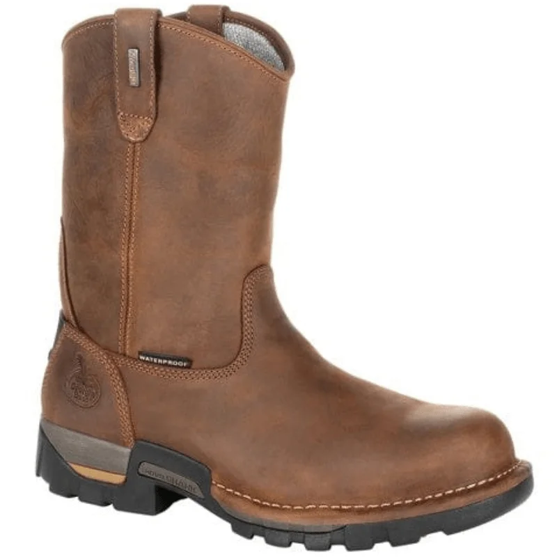 Men's work & safety boots with a breathable waterproof membrane like Gore - TexGeorgia Boot Men's Eagle One Brown Waterproof Pull on Work Boot GB00314 Men's work & safety boots with a breathable waterproof membrane like Gore - TexGeorgia Boot Men's Eagle One Brown Waterproof Pull on Work Boot GB00314
