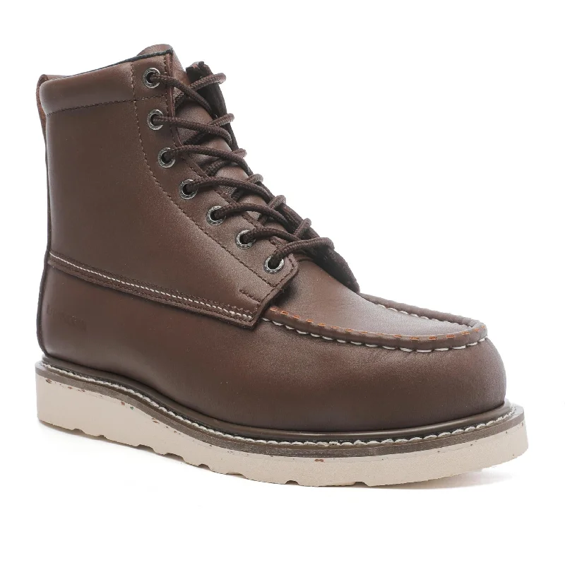 Men's insulated work & safety boots for cold - climate workROCKROOSTER Trinidad Men's 6 inch Dark Brown Steel Toe Wedge Work Boots VAP2305