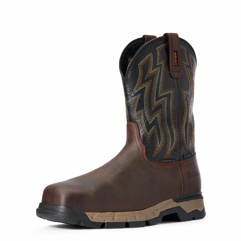 Men's work & safety boots with a toe cap made of aluminum alloyAriat 10034157 Men's Dark Brown Rebar Flex Two Tone Composite Toe Western Boots