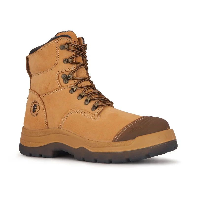 Men's electrical - hazard resistant work & safety boots with composite toeROCKROOSTER Kimberly Tan 7 inch Zip-sided Steel Toe Leather Work Boots AK232Z Men's electrical - hazard resistant work & safety boots with composite toeROCKROOSTER Kimberly Tan 7 inch Zip-sided Steel Toe Leather Work Boots AK232Z