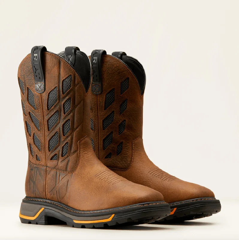 Men's work & safety boots with a padded collar for ankle comfortAriat Men's Earth & Graphite Big Rig Tread VentTek Square Toe Work Boot 10050828 Men's work & safety boots with a padded collar for ankle comfortAriat Men's Earth & Graphite Big Rig Tread VentTek Square Toe Work Boot 10050828