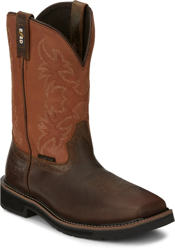 Men's slip - resistant work & safety boots for oily surfacesJustin Men's Actuator Brown Composite Toe Static Dissipative Work Boot SE4300 Men's slip - resistant work & safety boots for oily surfacesJustin Men's Actuator Brown Composite Toe Static Dissipative Work Boot SE4300