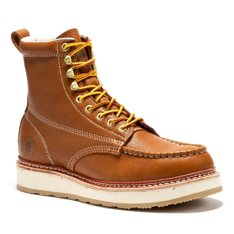 Men's metatarsal guard work & safety boots for heavy - duty tasksROCKROOSTER Norwood Men's 6 inch Brown Soft Toe Wedge Work Boots SAP611