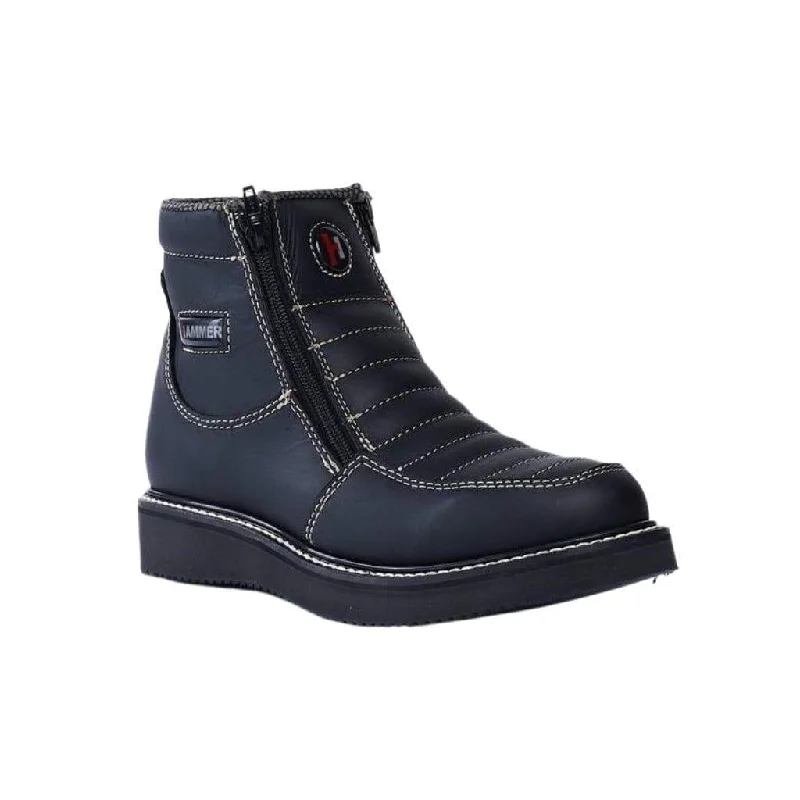 Men's work & safety boots with a gusseted tongue to keep out debrisHM330 MEN Black Short Boots Zipper