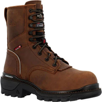 Men's work & safety boots with a reflective strip for low - light visibilityRocky Men's Rams 9" Comp Toe WP 800G Logger Work Boot -Horse- RKK0478 Men's work & safety boots with a reflective strip for low - light visibilityRocky Men's Rams 9" Comp Toe WP 800G Logger Work Boot -Horse- RKK0478