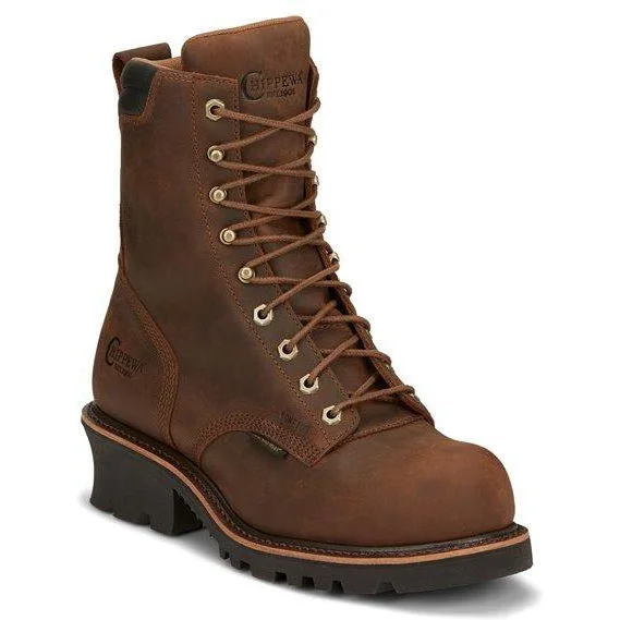 Men's work & safety boots with a breathable waterproof membrane like Gore - TexChippewa Men's Valdor 8" Comp Toe WP Logger Work Boot - Tan - 73236