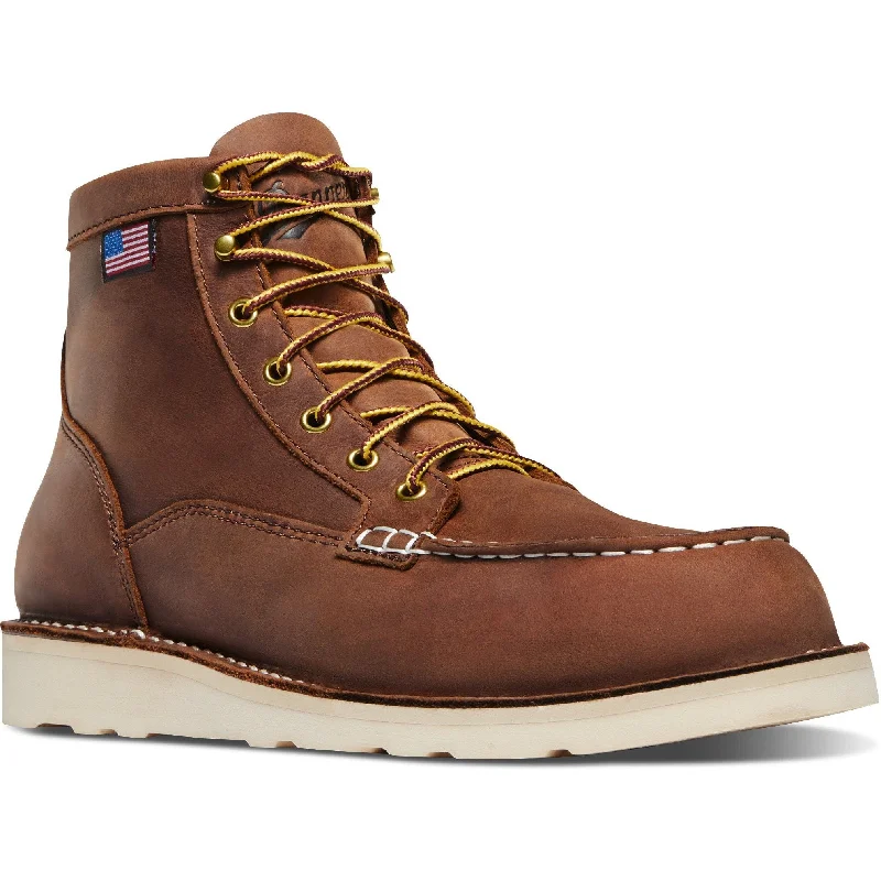 Men's work & safety boots with a moisture - wicking lining for dry feetDanner Men's Bull Run 6" Moc Toe USA Made Wedge Work Boot - Tobacco - 15573