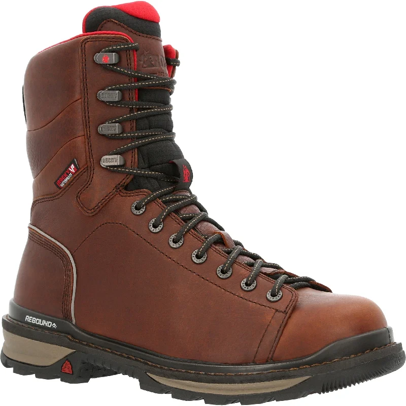Men's work & safety boots with a padded collar for ankle comfortRocky Men's Rams Horn Lace to Toe 8" Comp Toe WP Work Boot - RKK0352 Men's work & safety boots with a padded collar for ankle comfortRocky Men's Rams Horn Lace to Toe 8" Comp Toe WP Work Boot - RKK0352