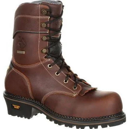 Men's work & safety boots with a moisture - wicking lining for dry feetGeorgia Men's AMP LT Logger Comp Toe WP Work Boot - Brown - GB00236 Men's work & safety boots with a moisture - wicking lining for dry feetGeorgia Men's AMP LT Logger Comp Toe WP Work Boot - Brown - GB00236