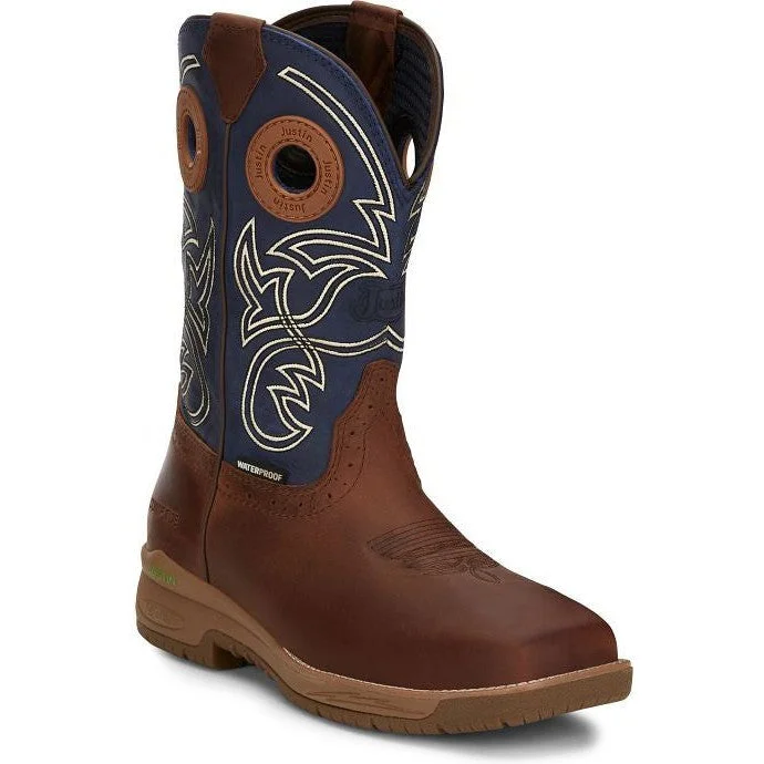 Men's work & safety boots with a removable insole for easy cleaningJustin Men's Nitread 11" Nano Composite Toe Western Work Boot -Blue- CR3202 Men's work & safety boots with a removable insole for easy cleaningJustin Men's Nitread 11" Nano Composite Toe Western Work Boot -Blue- CR3202