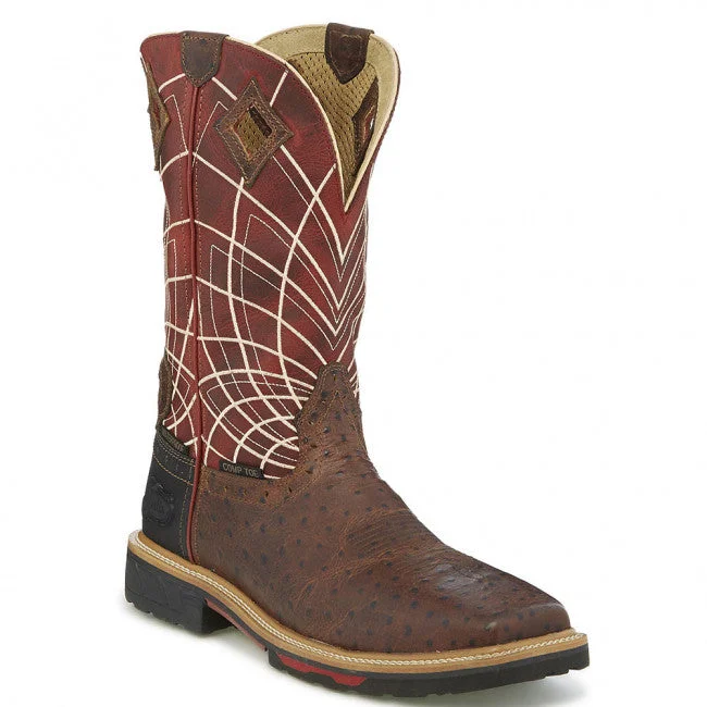 Men's anti - static work & safety boots for electronics industryMEN'S JUSTIN DERRICKMAN OSTRICH PRINT COMP TOE WORK BOOTS WK4835/SE4835