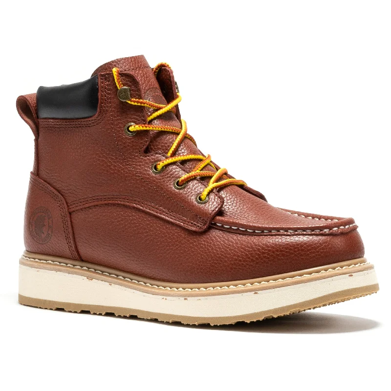 Men's shock - absorbing work & safety boots for long - hours standingROCKROOSTER Walker Men's 6 Inch Brown Soft Toe Wedge Work Boots SAP360