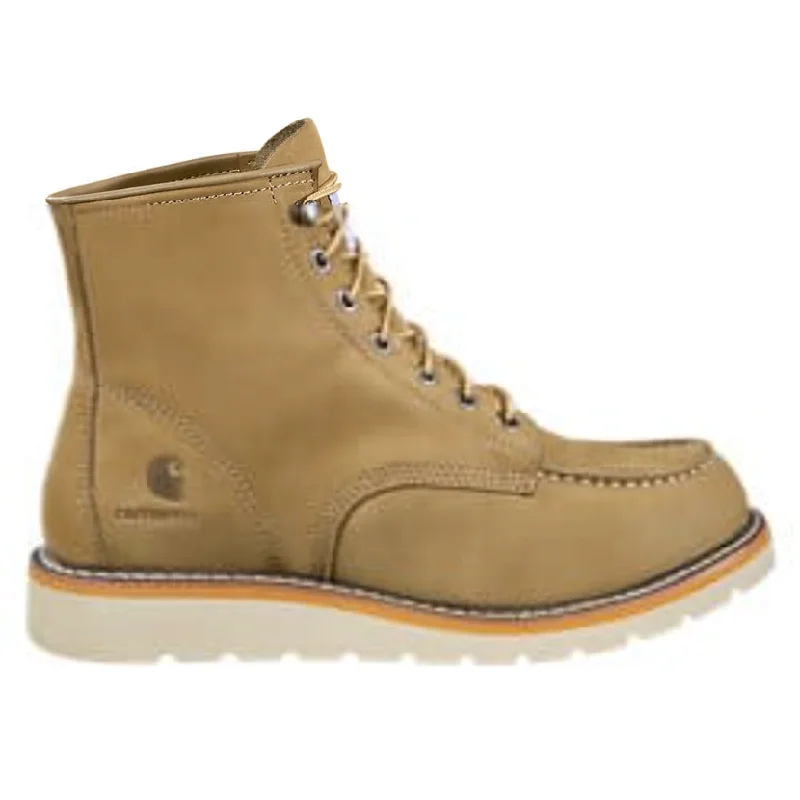 Men's work & safety boots with a padded collar for ankle comfortCarhartt Men's Moc 6" Soft Toe Wedge Work Boot Khaki - FW6077-M Men's work & safety boots with a padded collar for ankle comfortCarhartt Men's Moc 6" Soft Toe Wedge Work Boot Khaki - FW6077-M