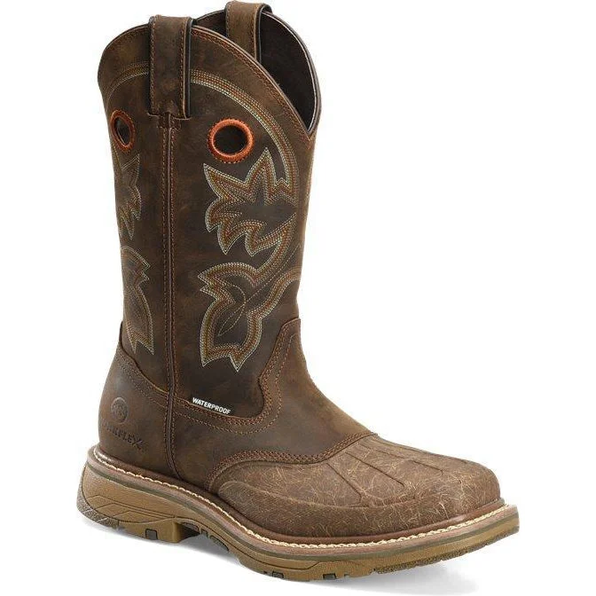 Men's work & safety boots with a quick - lace system for easy on and offDouble H Men's Carlos 13" Comp Toe WP Western Work Boot- Brown- DH5149 Men's work & safety boots with a quick - lace system for easy on and offDouble H Men's Carlos 13" Comp Toe WP Western Work Boot- Brown- DH5149