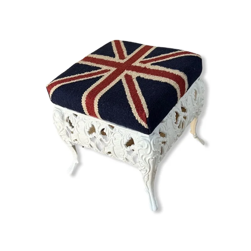 Great Britain Union Jack Bench | Pouf Solid Base Foot Rest Stool