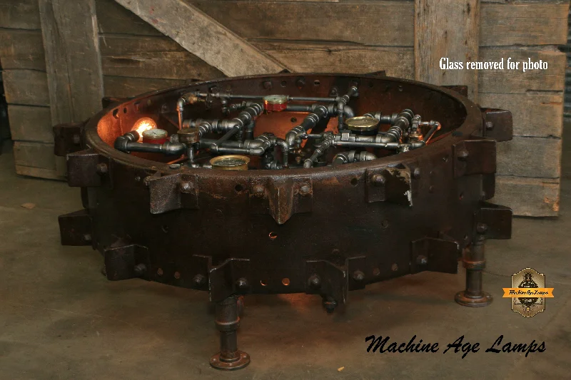 Steampunk Industrial / Antique Farm Tractor "Hub"  farm wheel coffee table #2050 sold