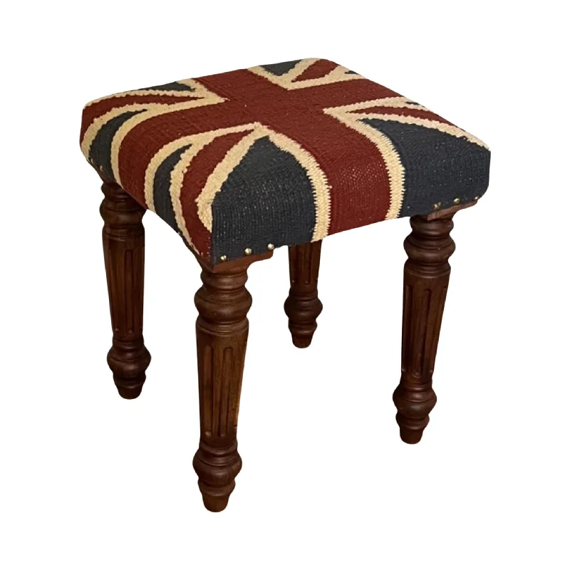 Great Britain Union Jack Bench | Pouf Solid Base Foot Stool