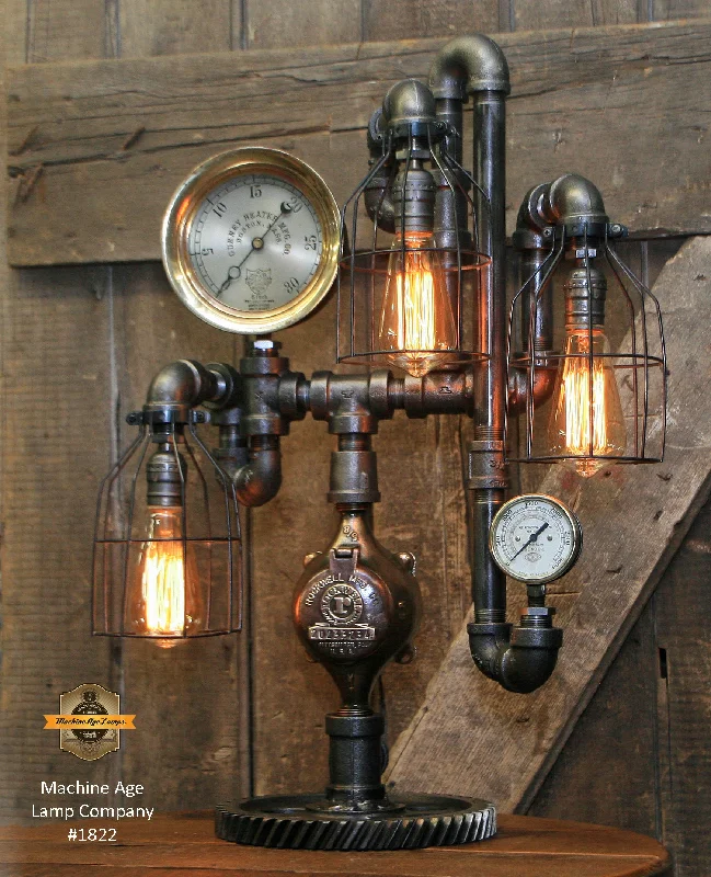 Steampunk Industrial Lamp / Shawn Carling / Boston / Steam Gauge / Lamp #1822 sold