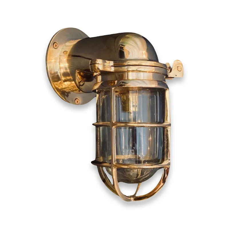 Happisburgh ~ Bulkhead Outdoor & Bathroom Sconce Wall Light Solid Brass | 10 Inch