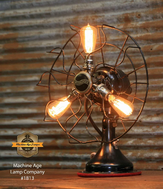 Steampunk Industrial Fan Lamp / Antique Westinghouse Fan / Lamp #1813