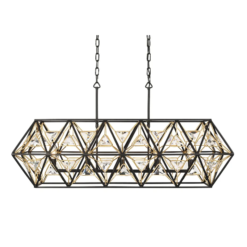 industrial style wall lamps with exposed bulbs for urban loftsMarcia 353N05MBFG 5-Light Kitchen Island Pendant - Matte Black/French Gold