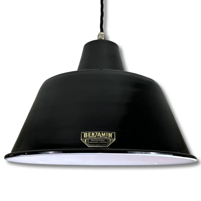 Pentney ~ Midnight Black Industrial factory shade ceiling light