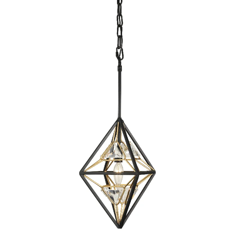 art deco wall lamps with geometric patterns for a retro - inspired bathroomMarcia 353M01MBFG 1-Light Mini Pendant - Matte Black/French Gold