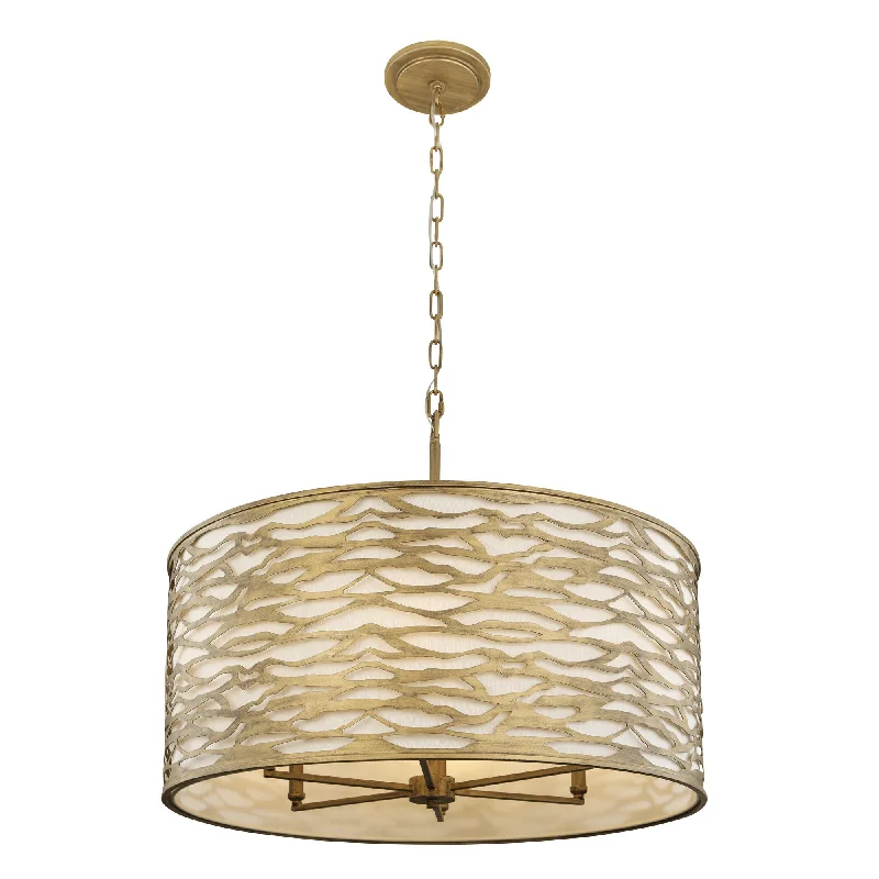 art deco wall lamps with geometric patterns for a retro - inspired bathroomKato 348P06HG 6-Light Pendant Light - Havana Gold