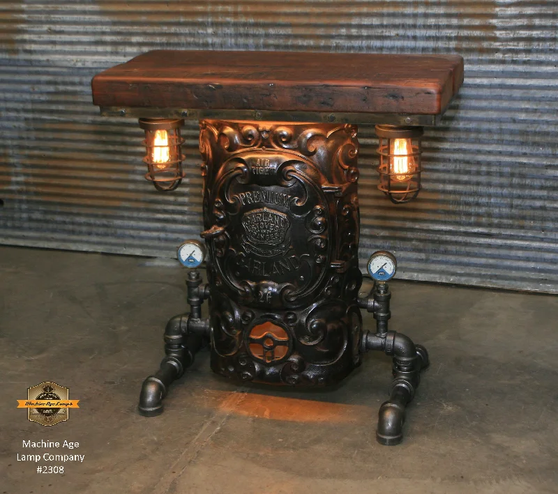 Steampunk Industrial Table / Anitque Boiler Door / Barnwood / Steam Gauge / Table 2308 sold