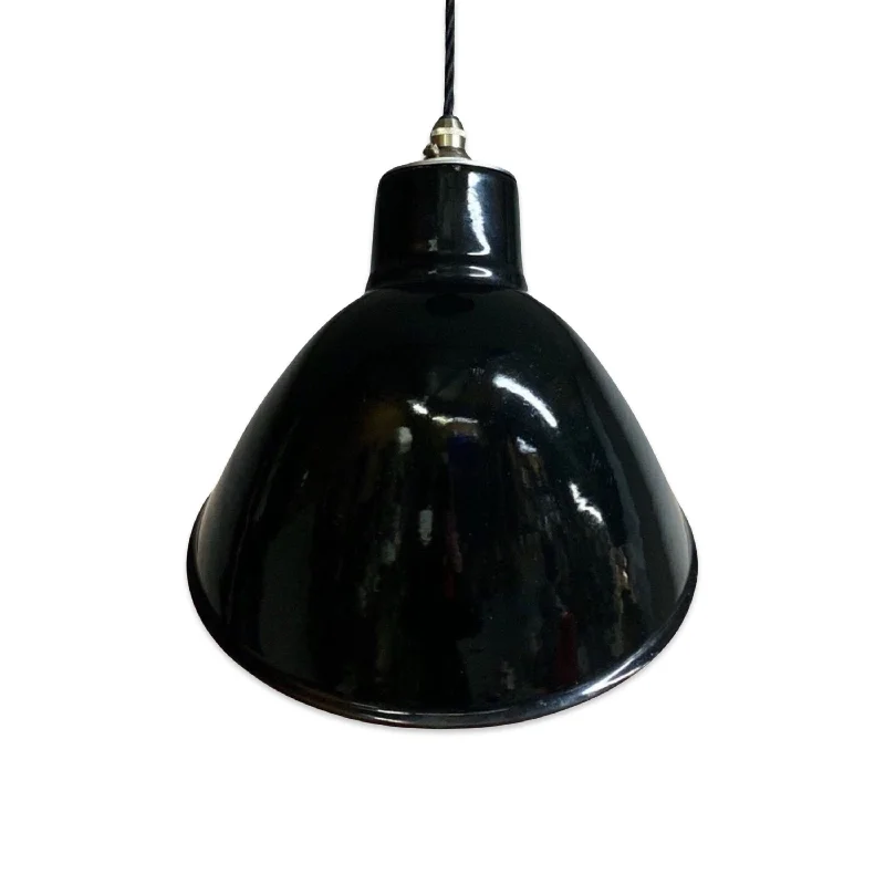 Stratton ~ Midnight Black Parabolic Angled Shade Pendant Set Light ~