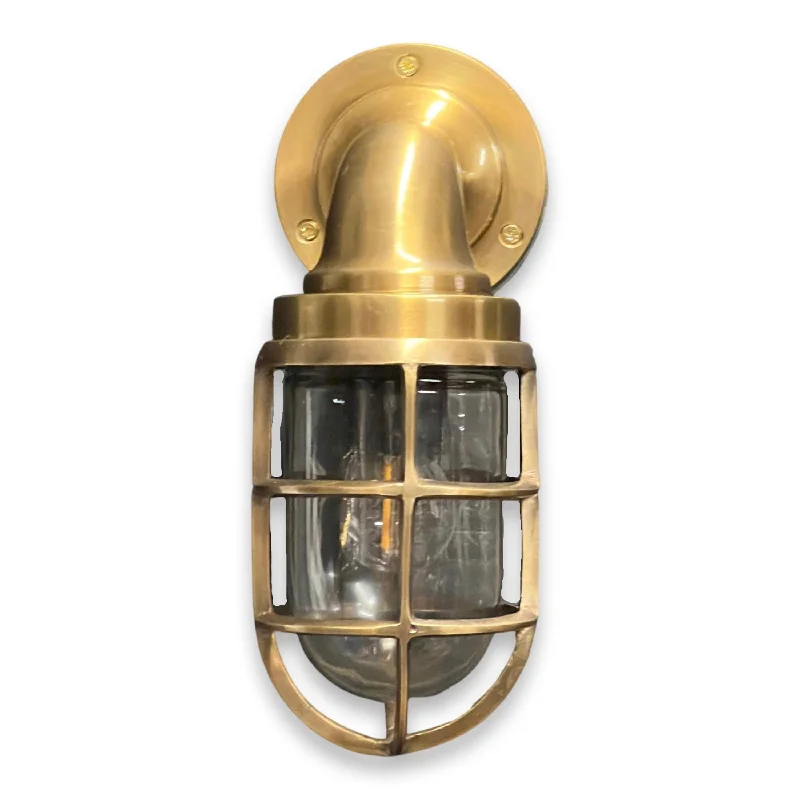 Beachamwell ~ Bulkhead Outdoor & Bathroom Sconce Wall Light | Solid Antique Brass | 10.5 Inch