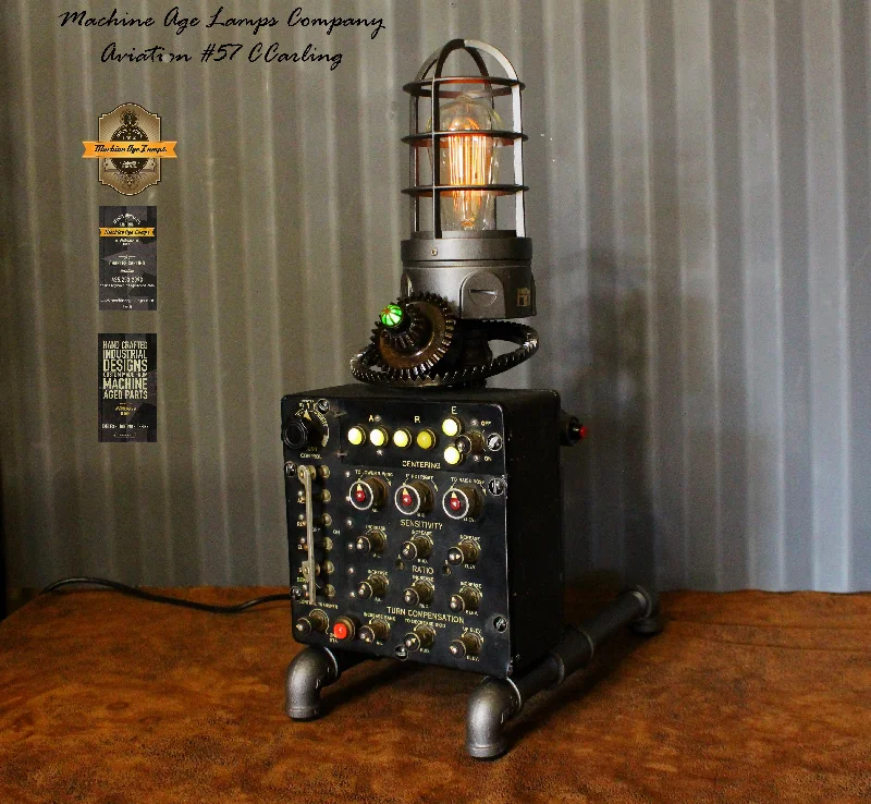 Machine Age Lamp Airplane Aviation Light / WW2  Bomber C-1 Auto Pilot  Control Panel / Lamp #cc57 sold