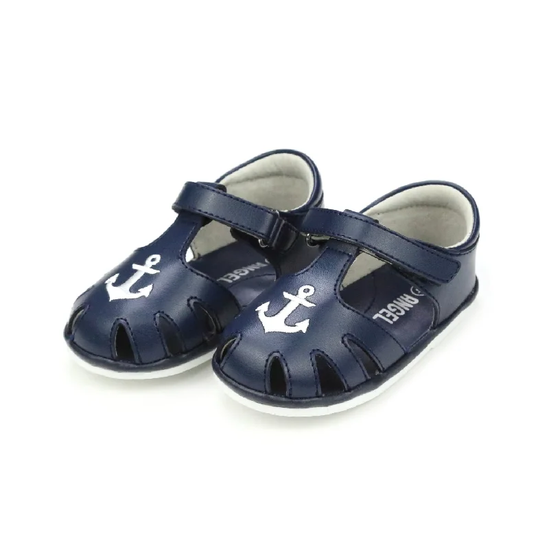 Men's sandals with a toe post design Sawyer Nautical Caged Leather Sandal (Baby)