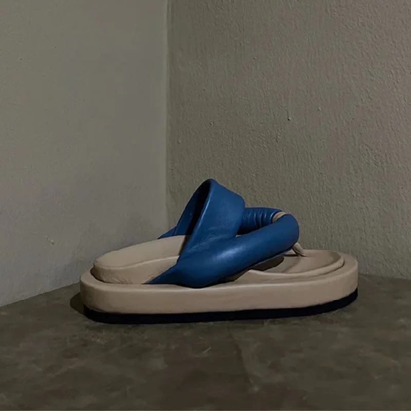 Men's sandals with a perforated leather upper for ventilation kkerelé Bob Blue Double-Toned Leather Sandals Men's sandals with a perforated leather upper for ventilation kkerelé Bob Blue Double-Toned Leather Sandals