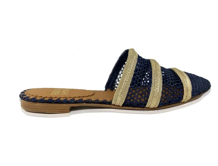 Men's sandals with a durable outer sole Rafina II Blue/Beige Knitted Mule