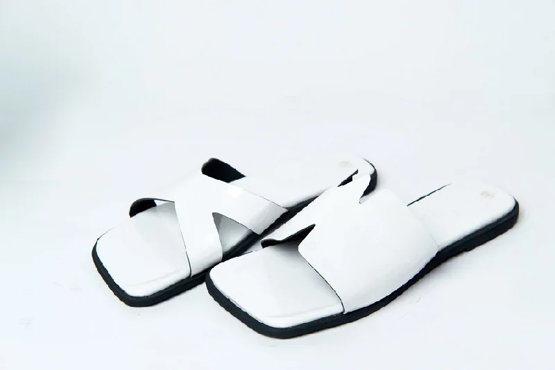 Men's sandals with a rubber sole for traction Maxine White Leather Sandal