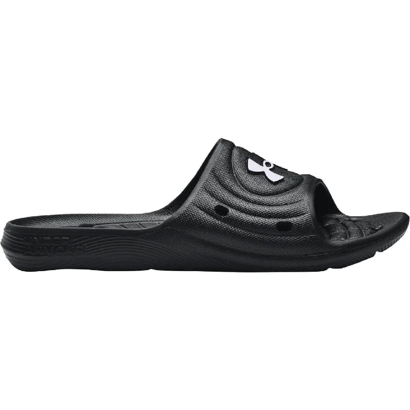 Men's sandals with a perforated leather upper for ventilation Under Armour Locker IV Sliders - Black