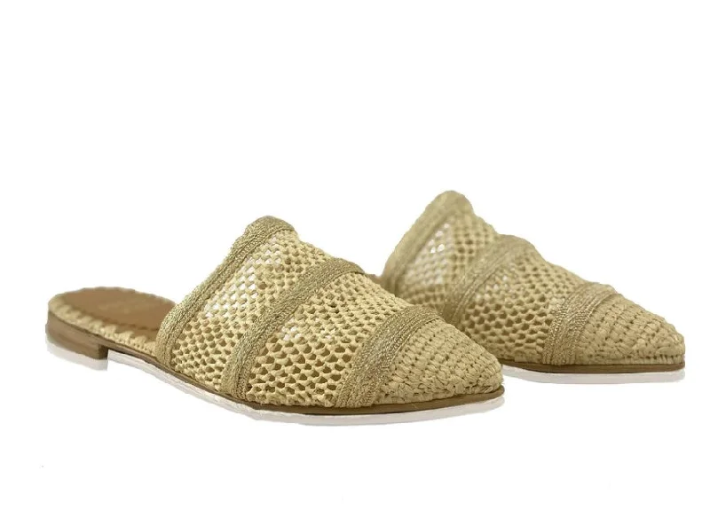 Men's sandals with a removable insole for cleaning Rafina Beige Knitted Mule