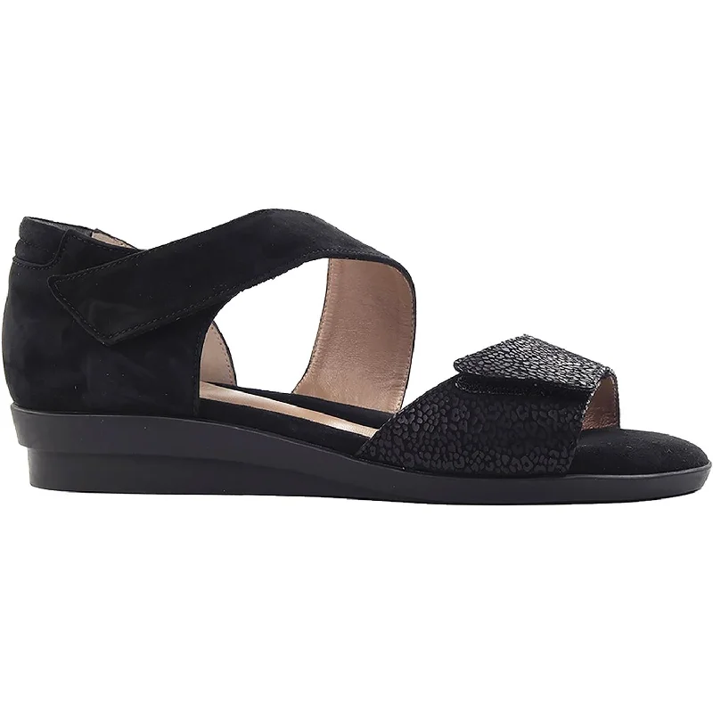 Men's sandals with a toe post designWomen's BeautiFeel Dita Black Leo Print Suede