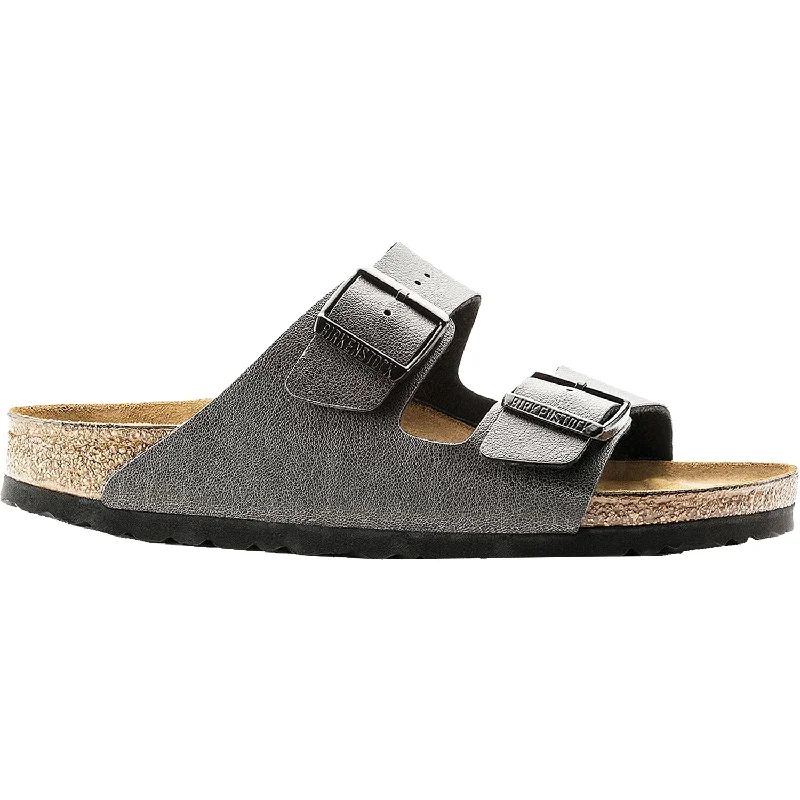 Men's sandals with a wide strap for supportWomen's Birkenstock Arizona Anthracite Pull Up Birko-Flor