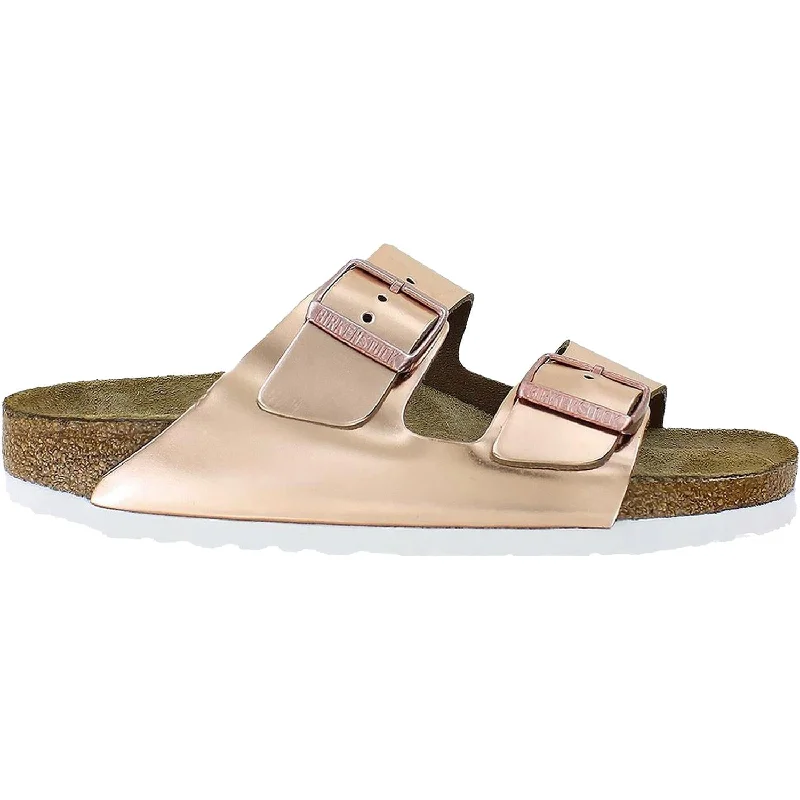 Men's leather sandals with an adjustable strapWomen's Birkenstock Arizona Soft Footbed Copper Leather
