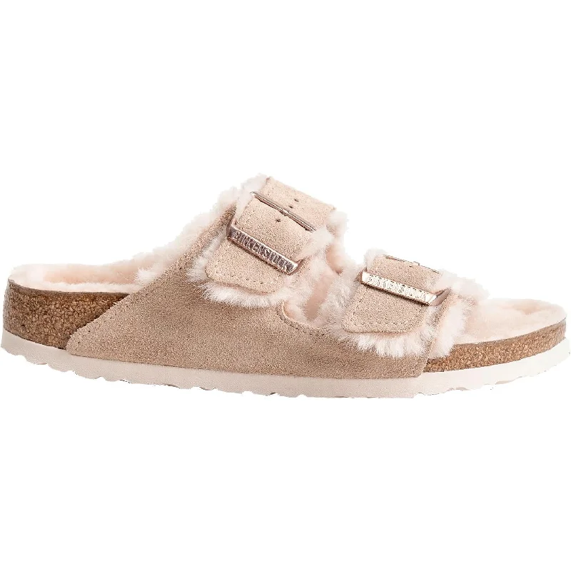 Men's sandals with a stretchy strap for a better fitWomen's Birkenstock Arizona Shearling Nude/Rose Suede