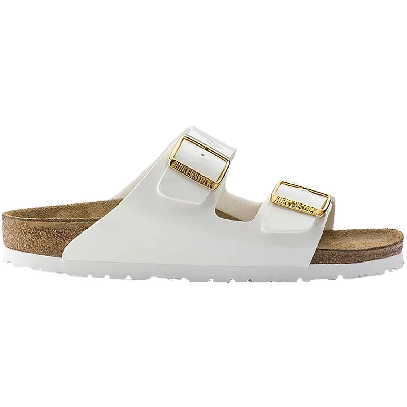 Men's sandals with a durable outer soleWomen's Birkenstock Arizona White Patent Leather