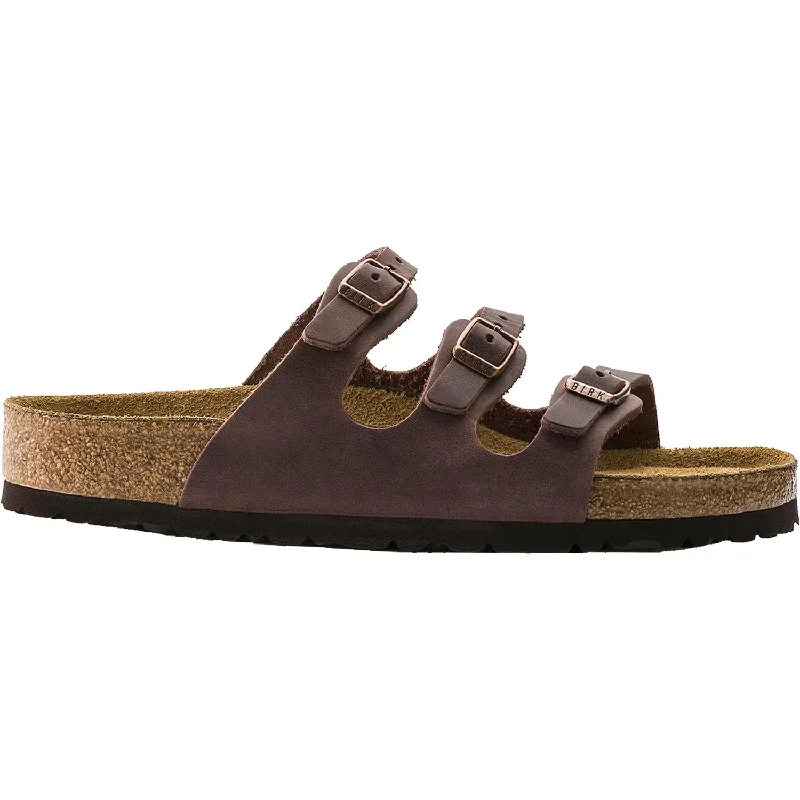 Men's sandals with a decorative buckle or charmWomen's Birkenstock Florida Habana Oiled Leather