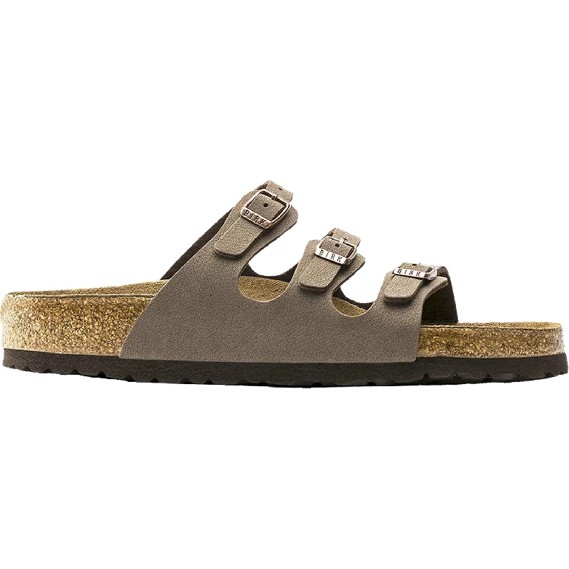 Men's sandals in a neutral color like black or brownWomen's Birkenstock Florida Soft Footbed Mocha Birkibuc