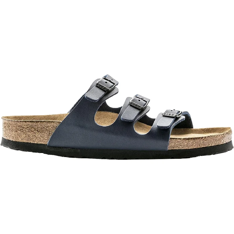 Men's sandals with a padded heelWomen's Birkenstock Florida Soft Footbed Navy Birko-Flor