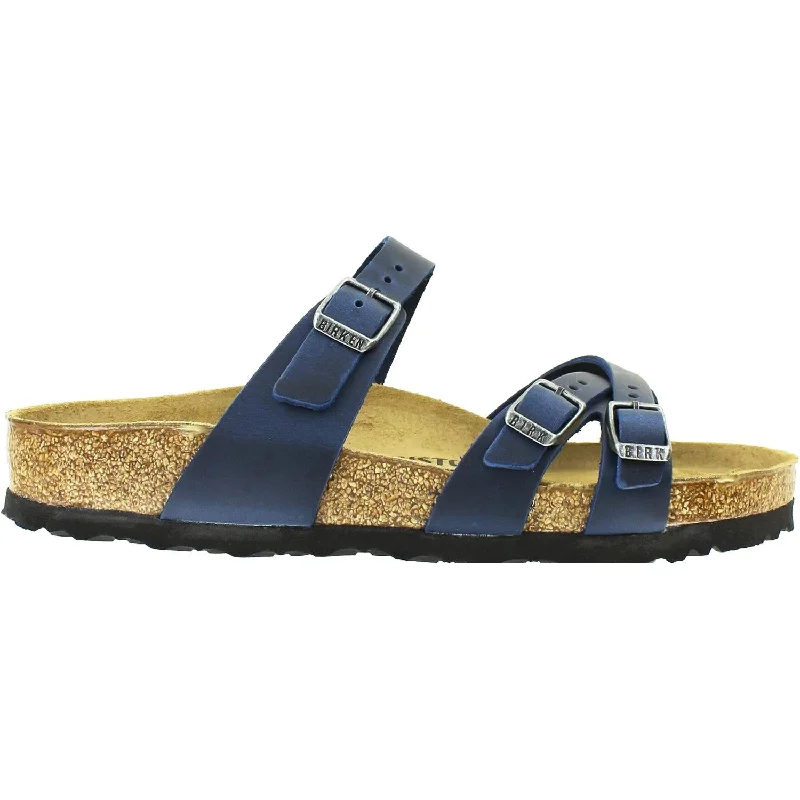 Men's sandals with a flexible sole for easy movementWomen's Birkenstock Franca Blue Oiled Leather