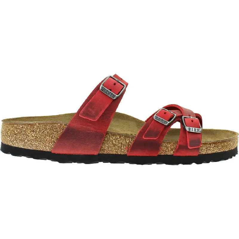 Men's sandals with a flexible sole for easy movementWomen's Birkenstock Franca Fire Red Oiled Leather