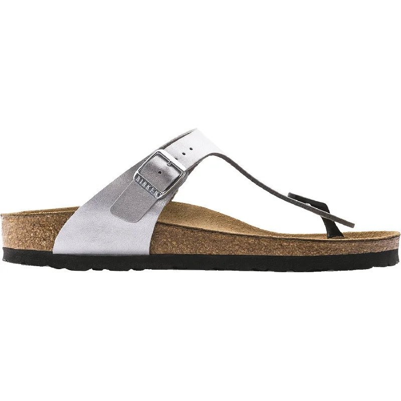 Men's sandals with a shock - absorbing insoleWomen's Birkenstock Gizeh Silver Birko-Flor