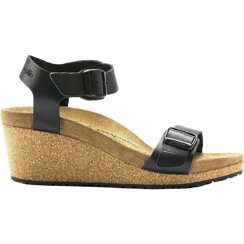 Men's sandals with a flexible sole for easy movementWomen's Birkenstock Papillio Soley Black Leather